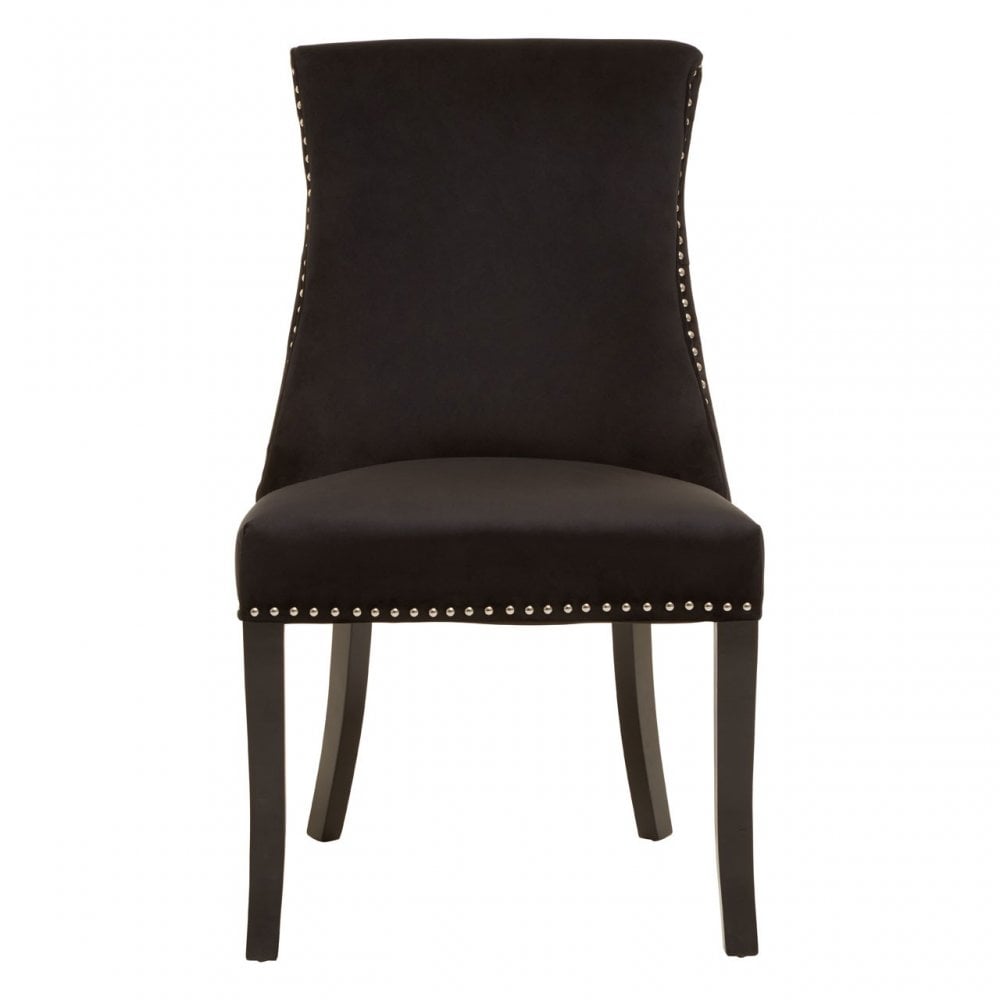 Kensington Townhouse Black Velvet Dining Chair, Black