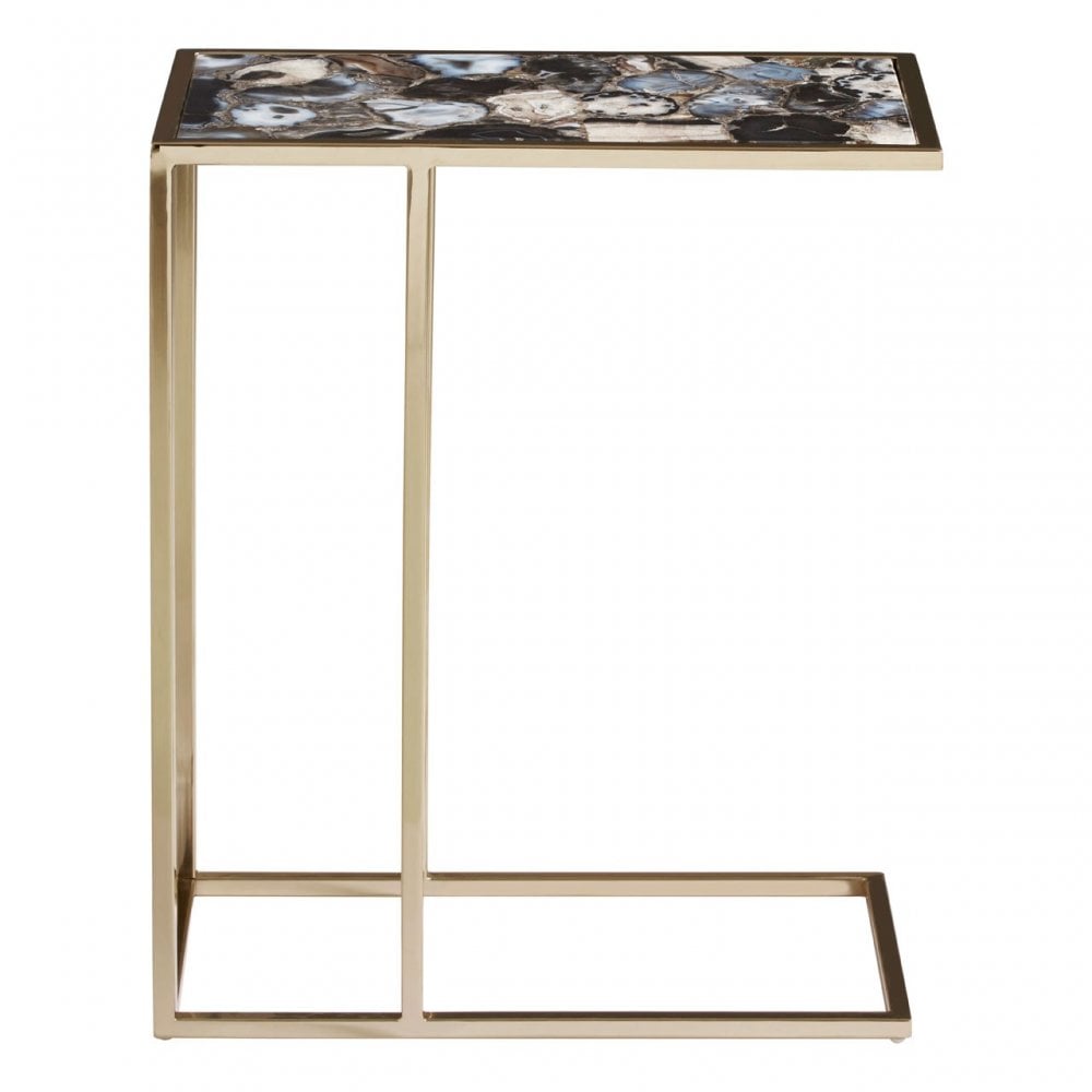 Vita Black & Gold Agate Side Table