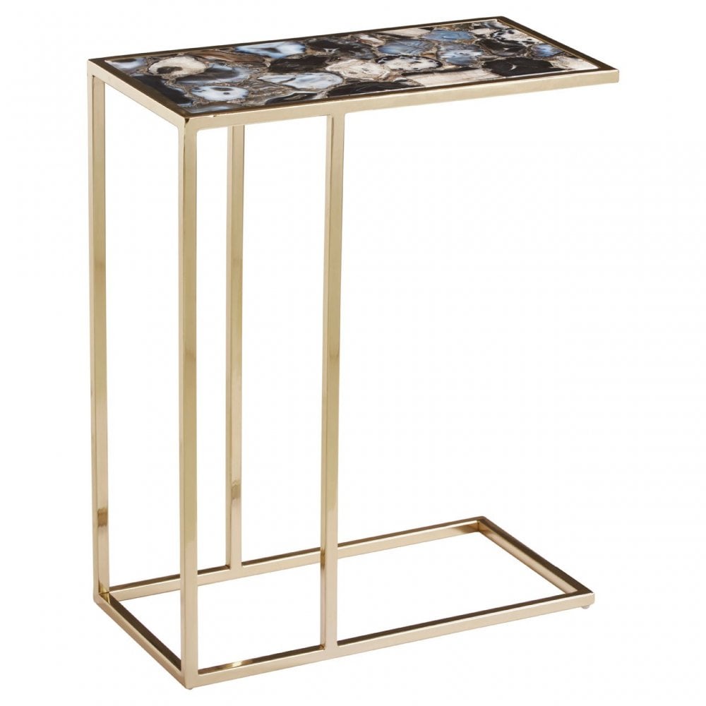 Vita Black & Gold Agate Side Table