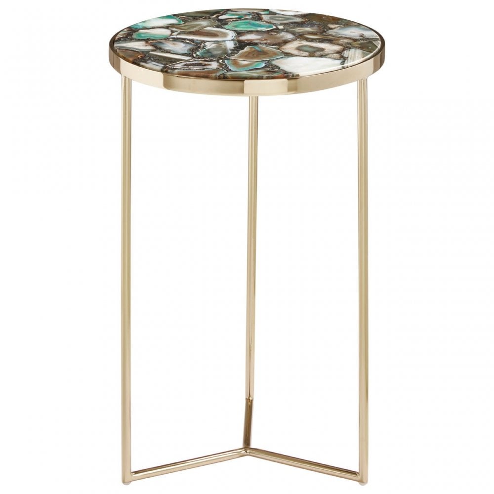 Vita Green Agate Round Side Table