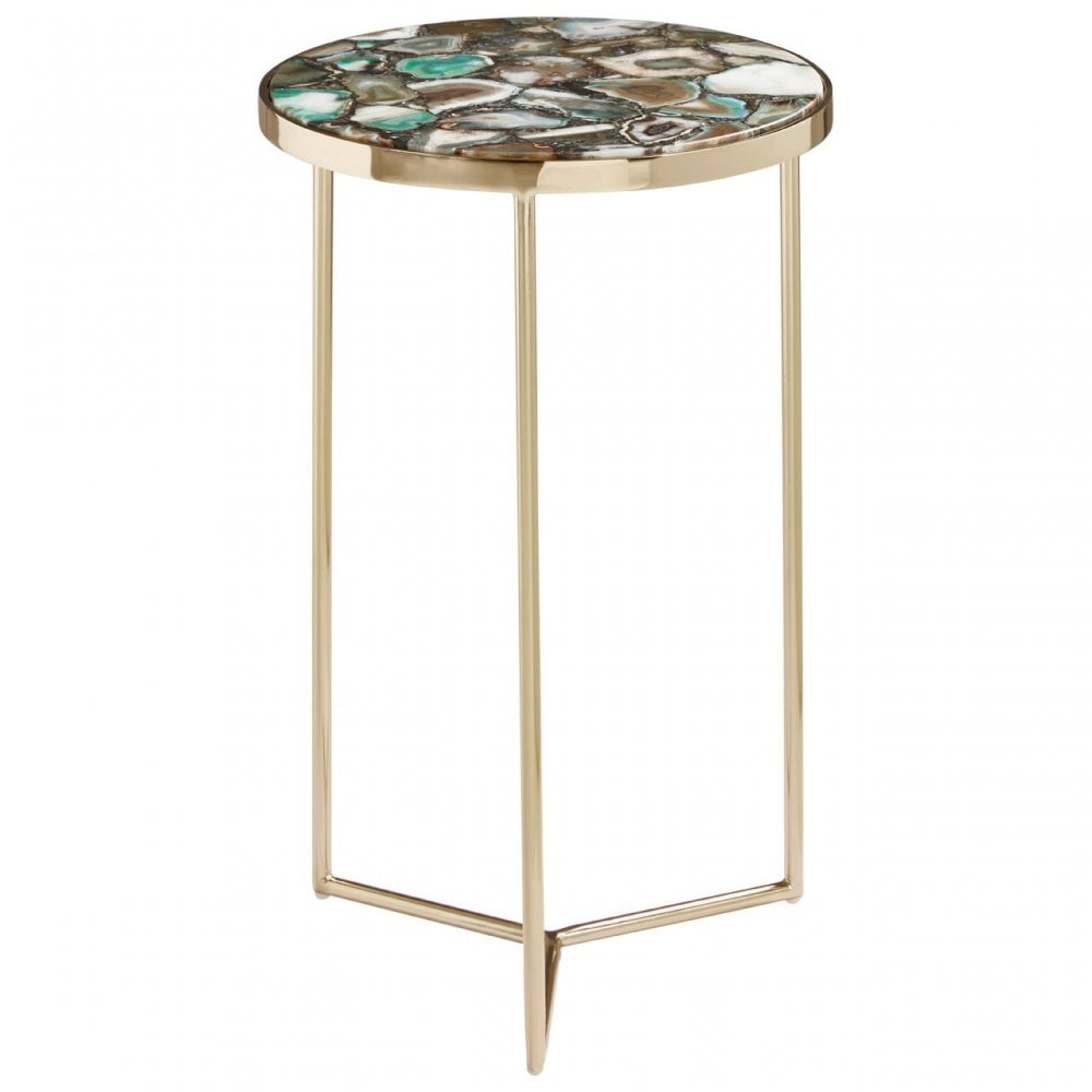 Vita Green Agate Round Side Table