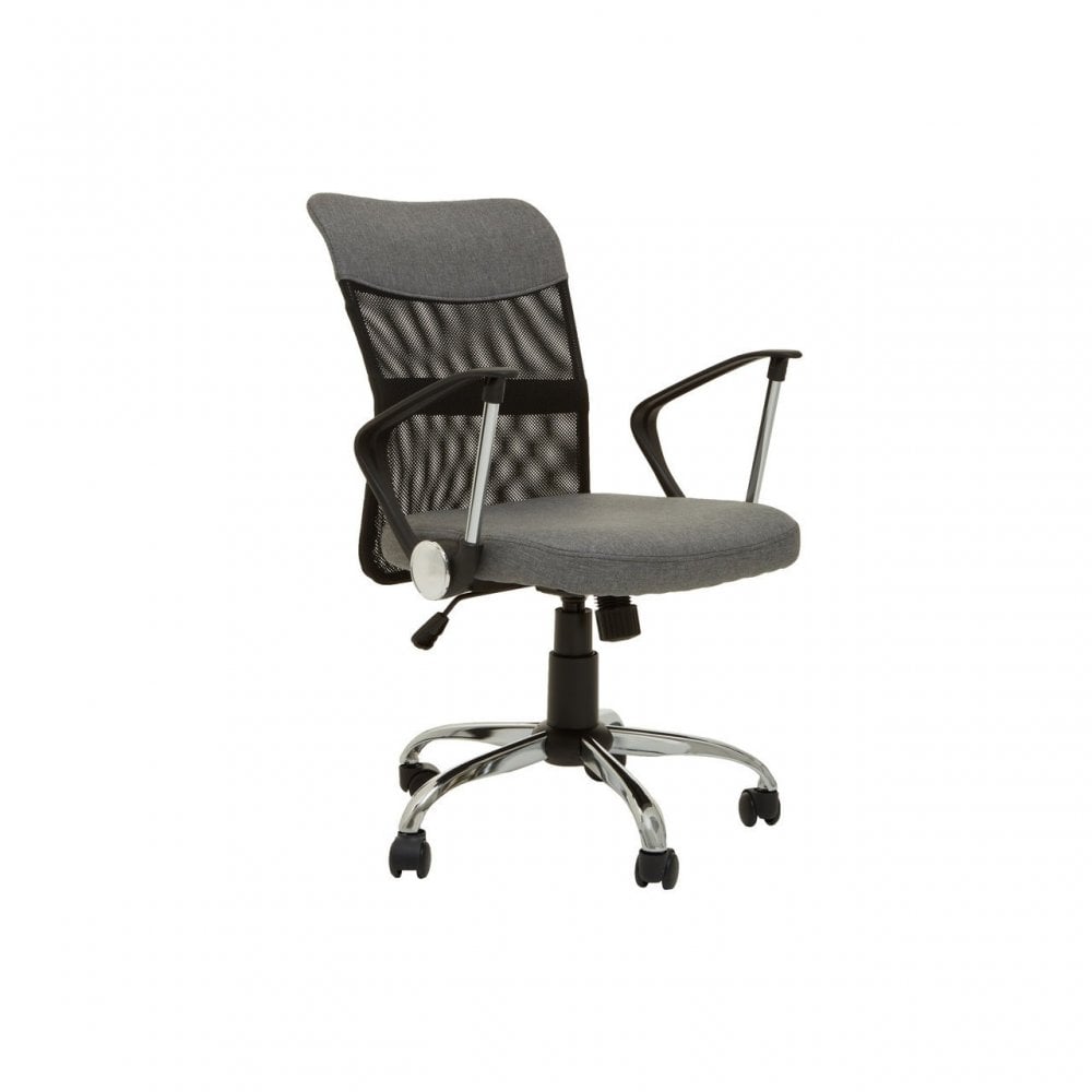 Grey Home Office Chair With Chrome Arms, Grey