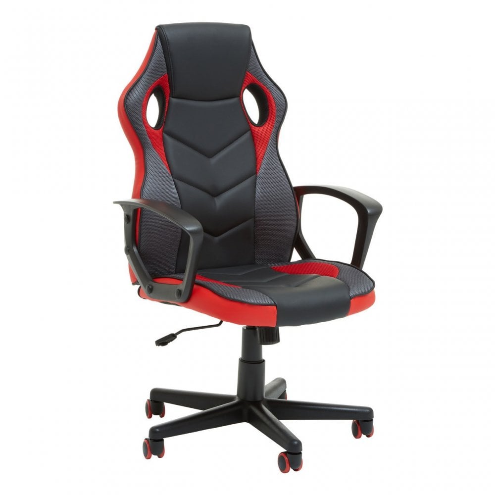 Black And Red Pu Home Office Chair, Red