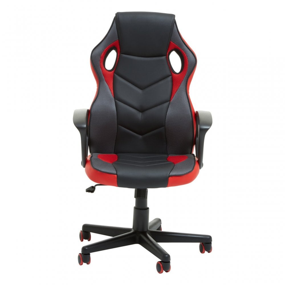 Black And Red Pu Home Office Chair, Red