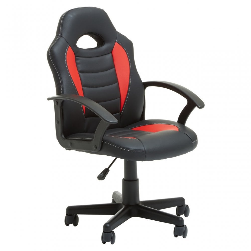 Black And Red Pu Home Office Chair, Red