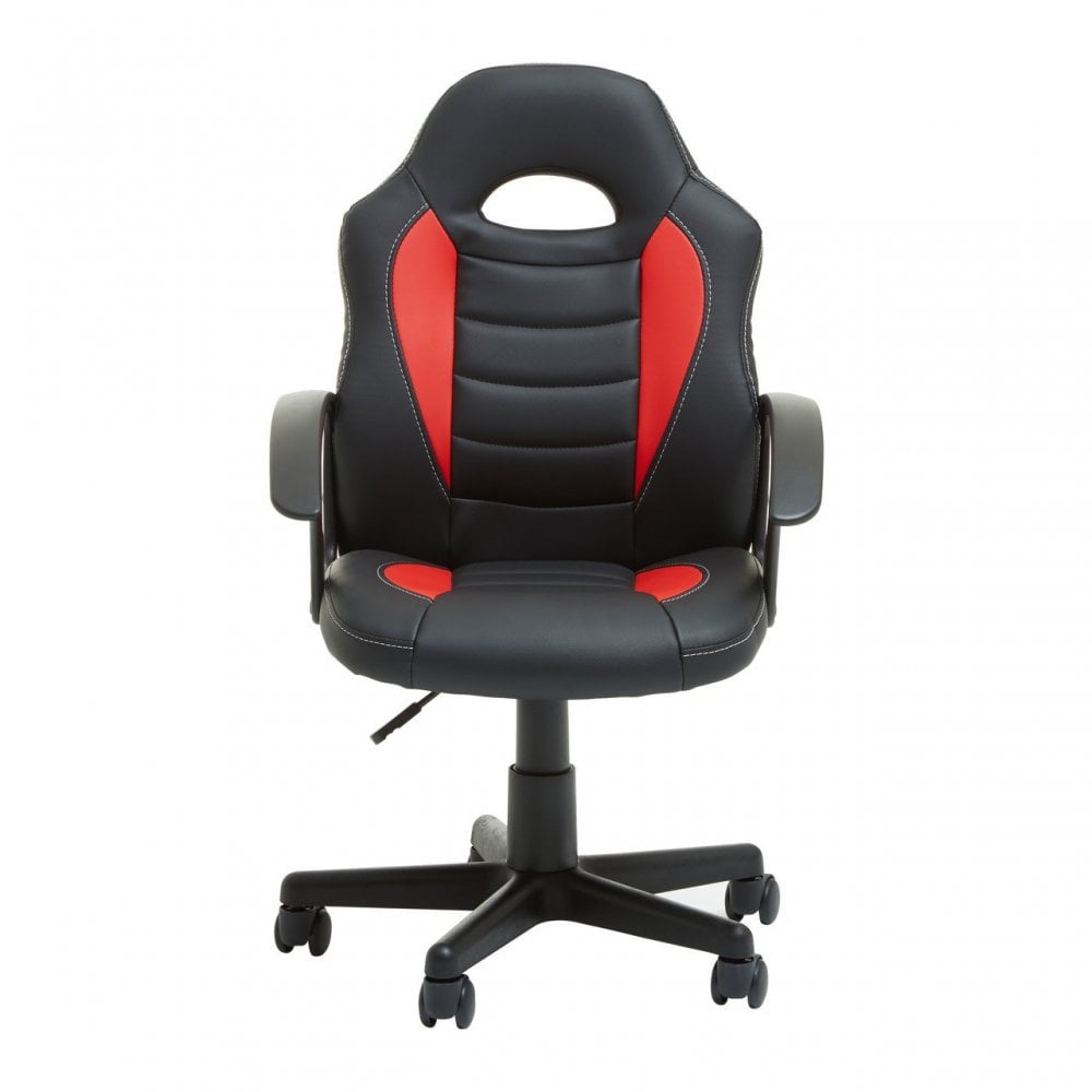 Black And Red Pu Home Office Chair, Red