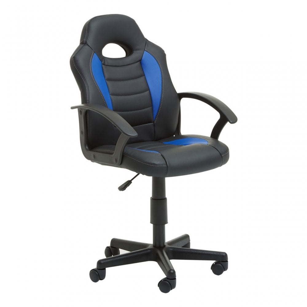 Black And Blue Pu Home Office Chair, Blue