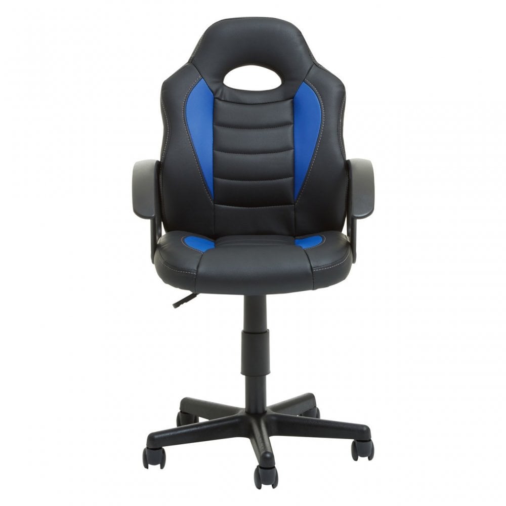 Black And Blue Pu Home Office Chair, Blue