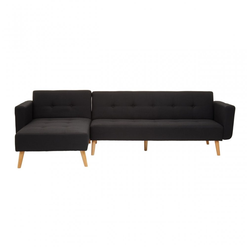 Hansa Large Black Velvet Sofa, Black