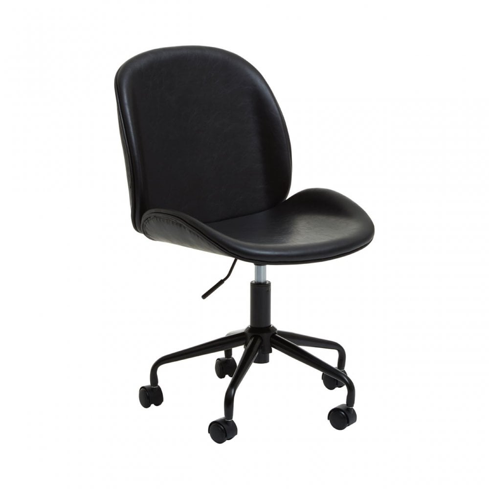 Clinton Black Leather Effect Home Office Chair, Black