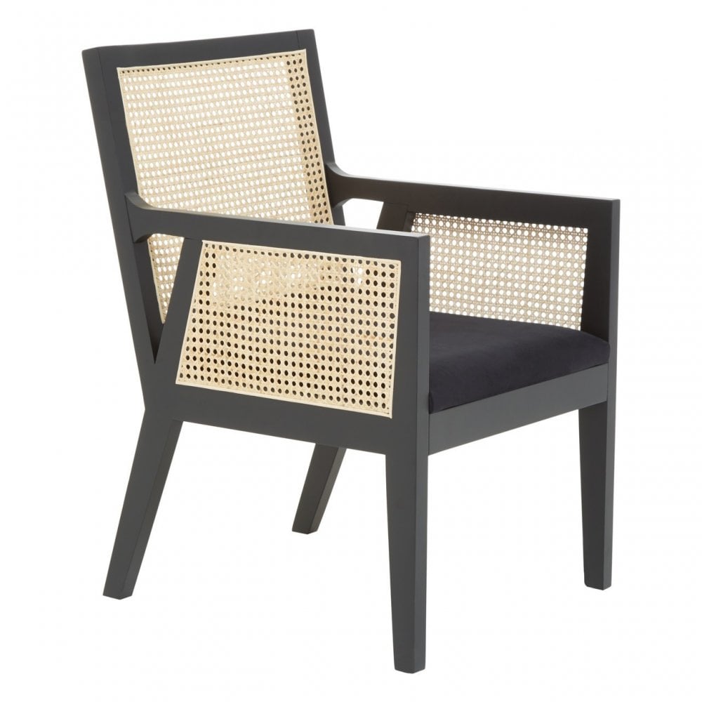 Corso Cane Rattan Back Chair, Black