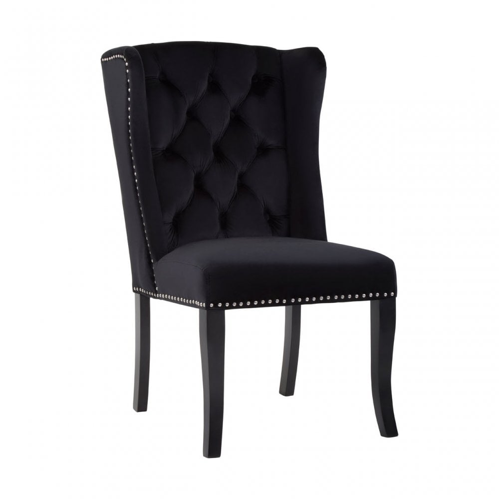 Kensington Townhouse Black Velvet Dining Chair, Black