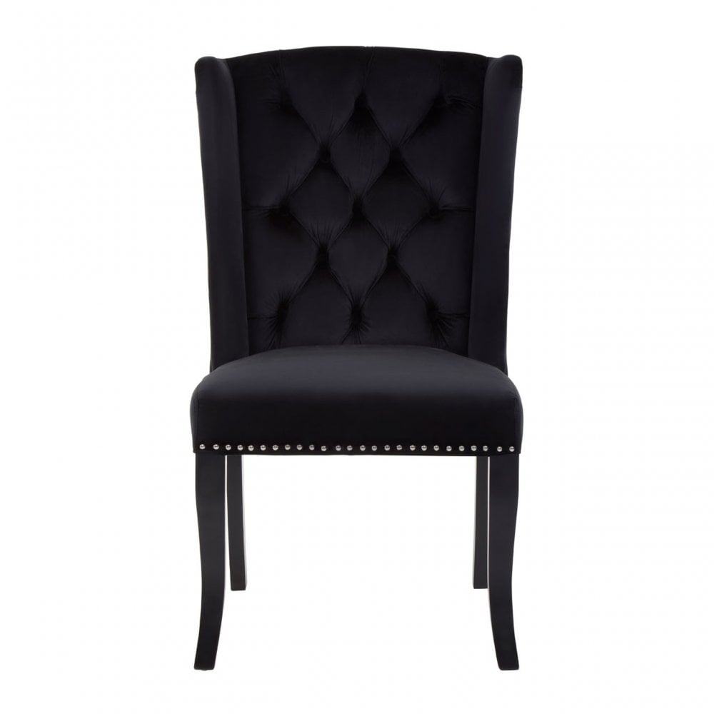 Kensington Townhouse Black Velvet Dining Chair, Black