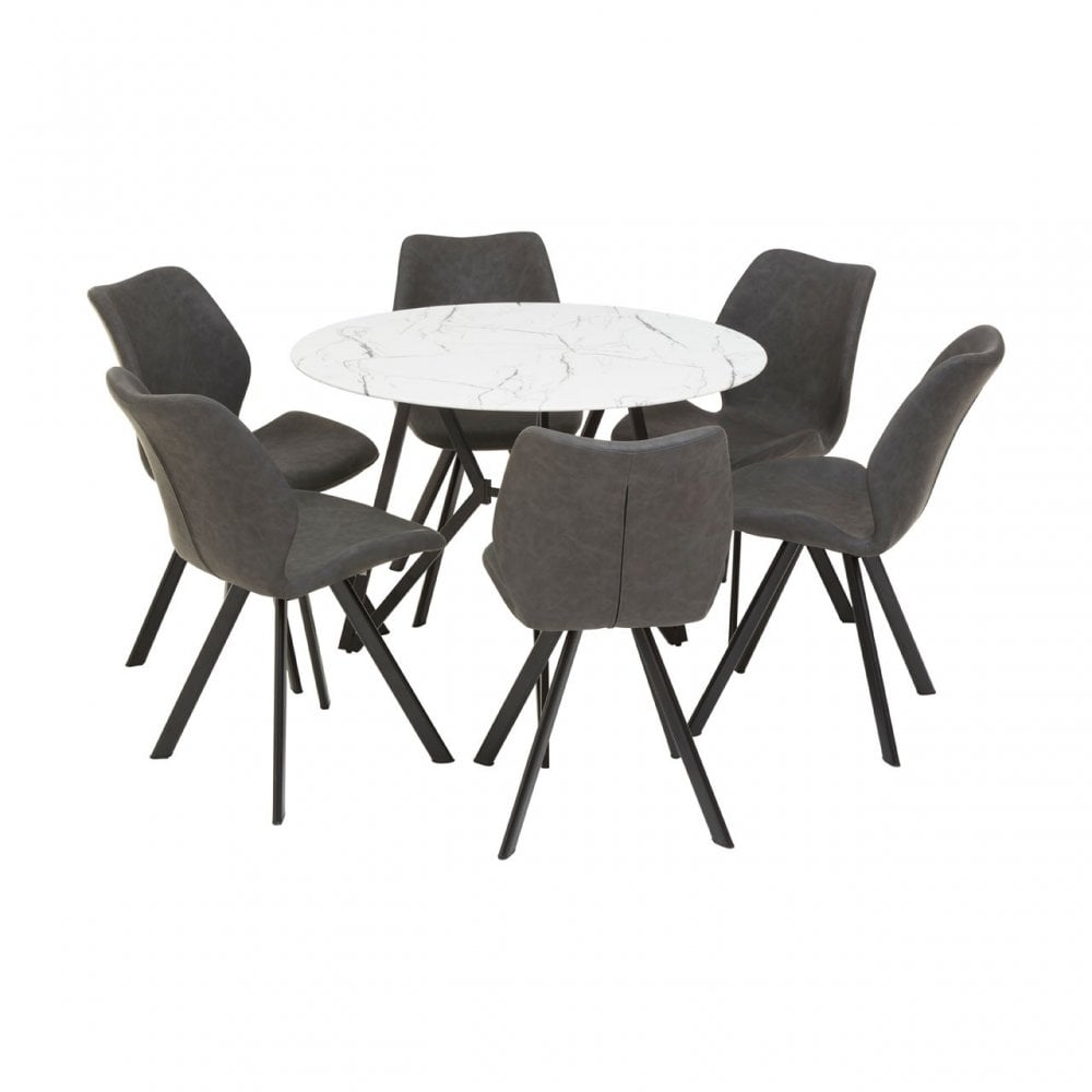 Weston Round Grey Dining Set, Black