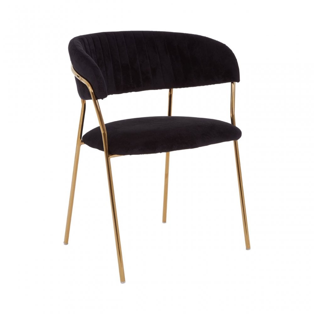 Tamzin Black Channel Gold Finish Dining Chair, Black