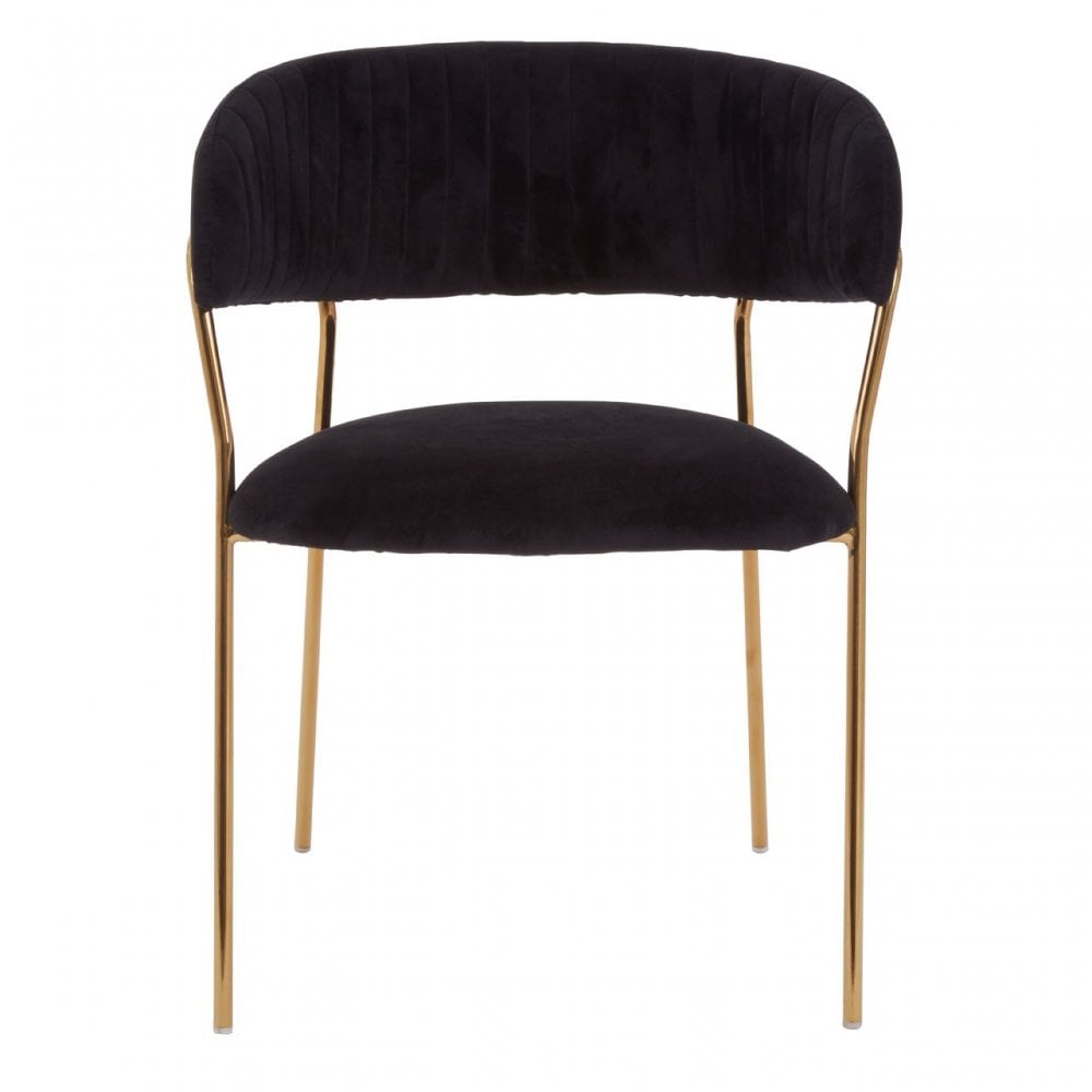 Tamzin Black Channel Gold Finish Dining Chair, Black