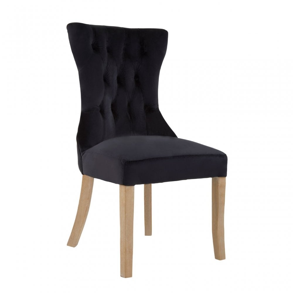 Kensington Townhouse Black Buttoned Dining Chair