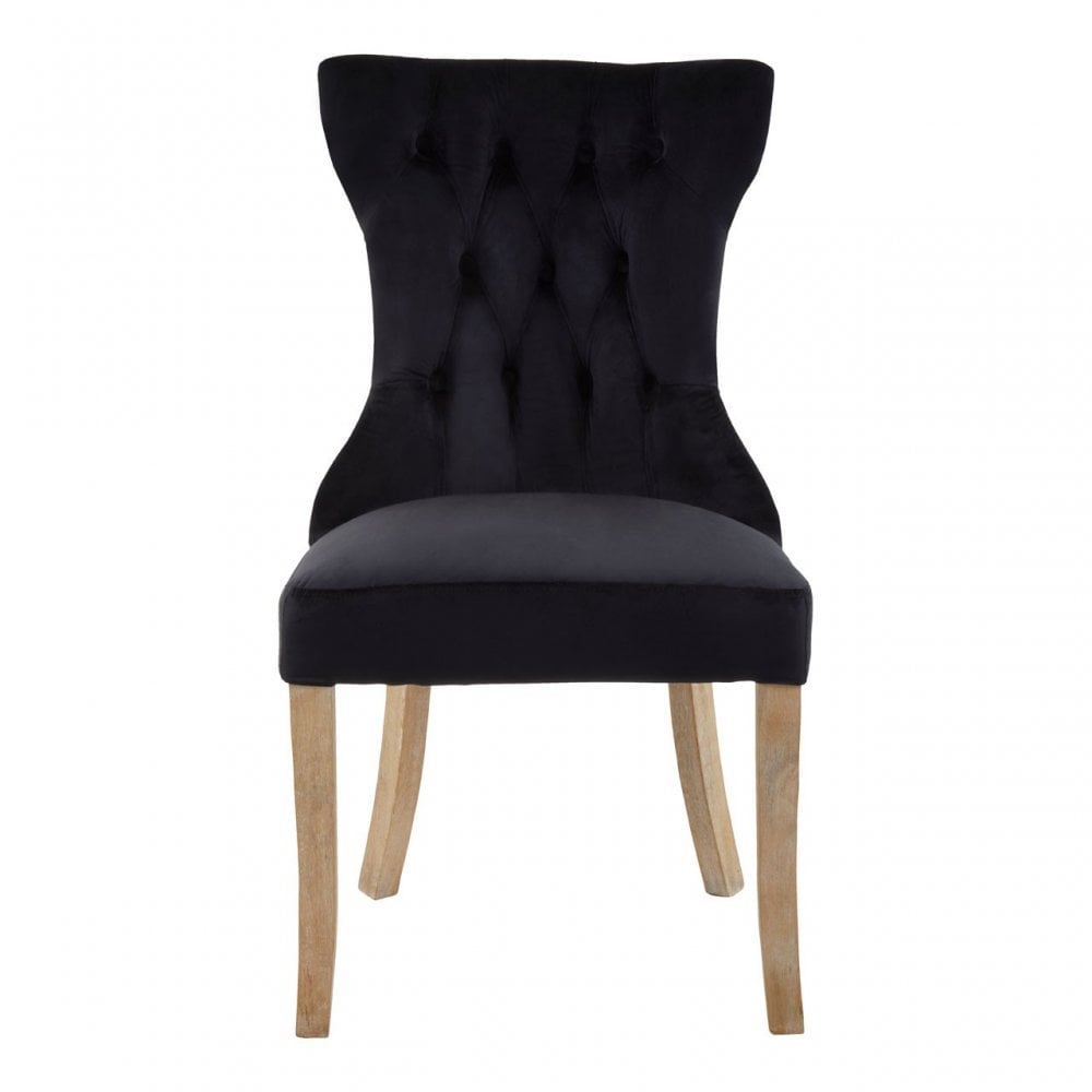 Kensington Townhouse Black Buttoned Dining Chair