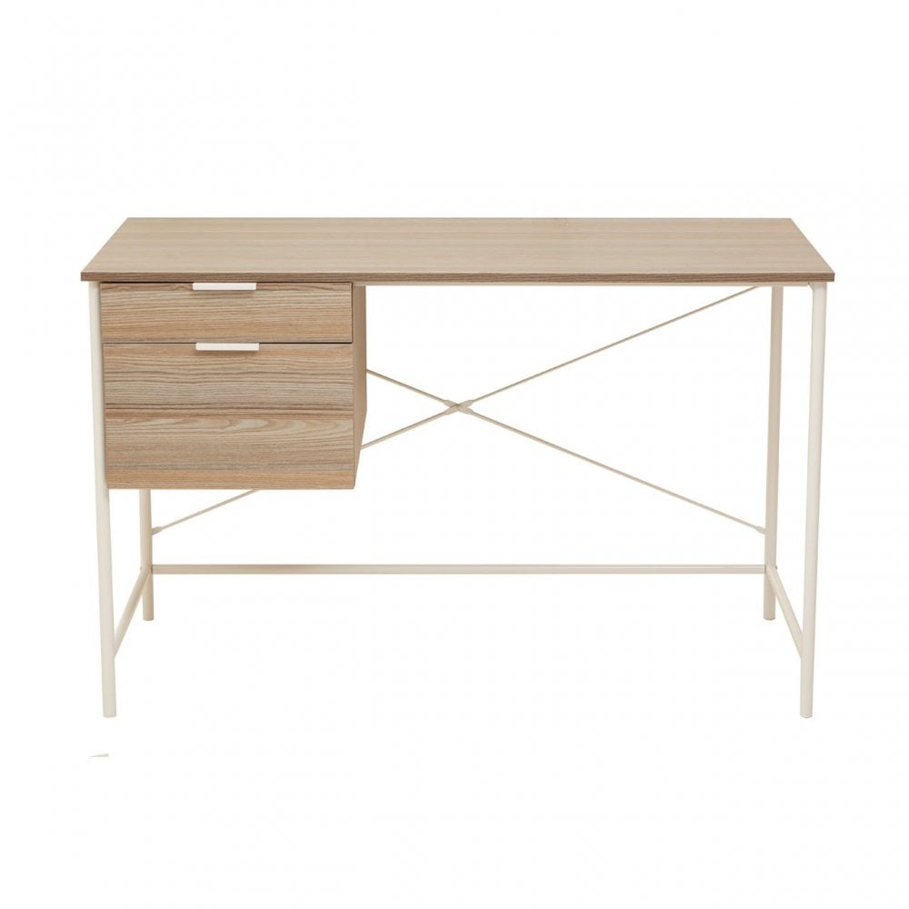 Bradbury Light Oak Veneer Desk With Drawers