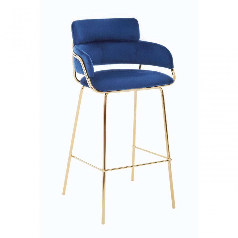 Tamzin Blue Velvet Bar Chair, Blue