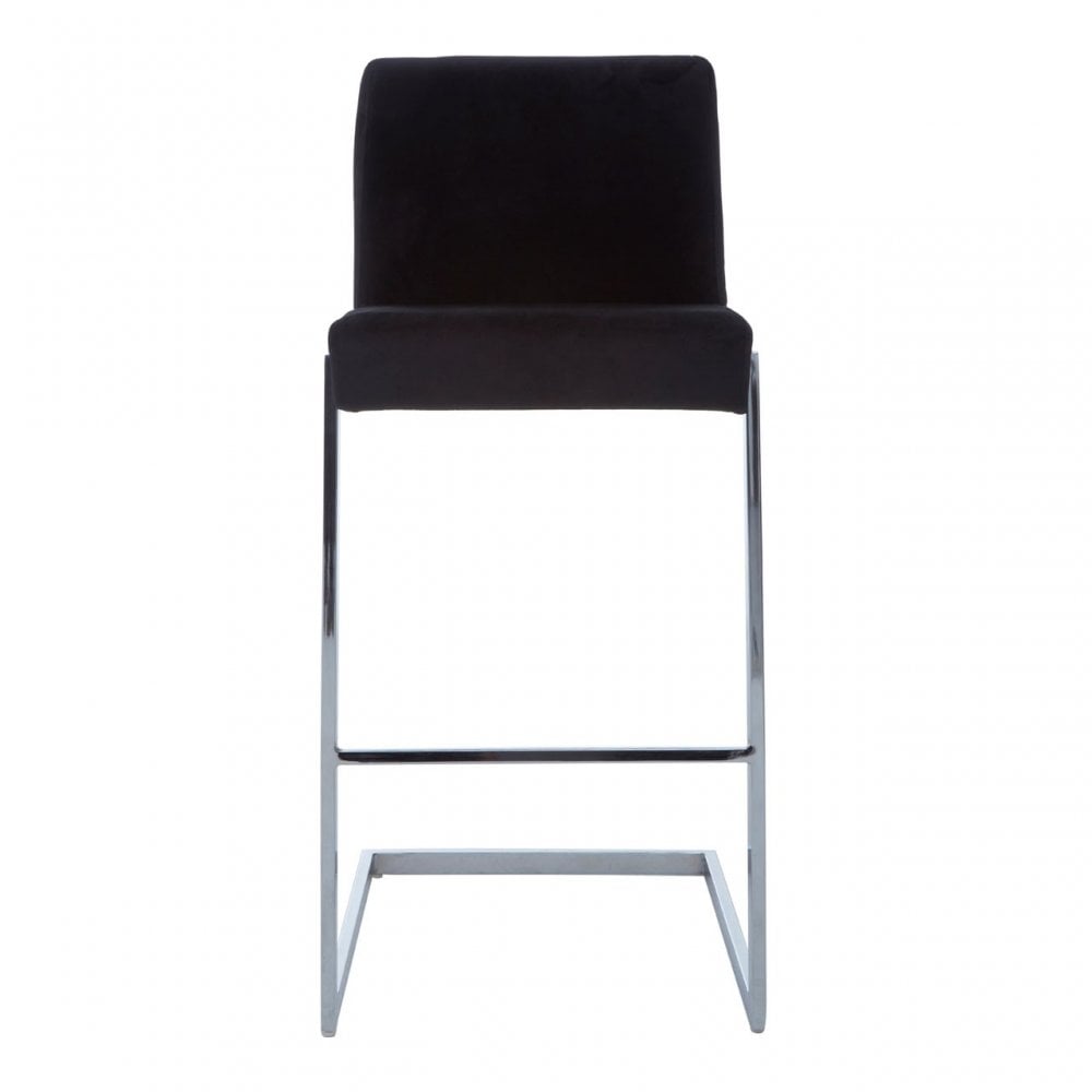 Tamzin Black Velvet Bar Chair With Low Back, Black