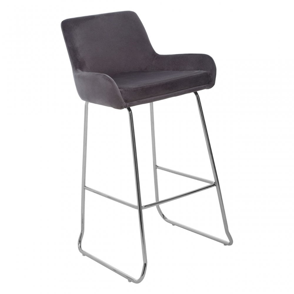 Tamzin Mink Velvet Bar Chair With Low Arms, Grey