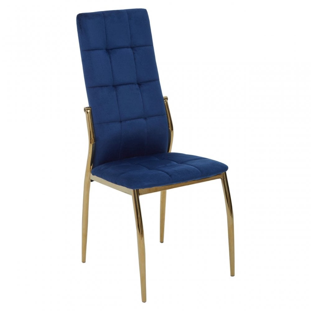 Tamzin Blue Velvet High Back Dining Chair, Blue