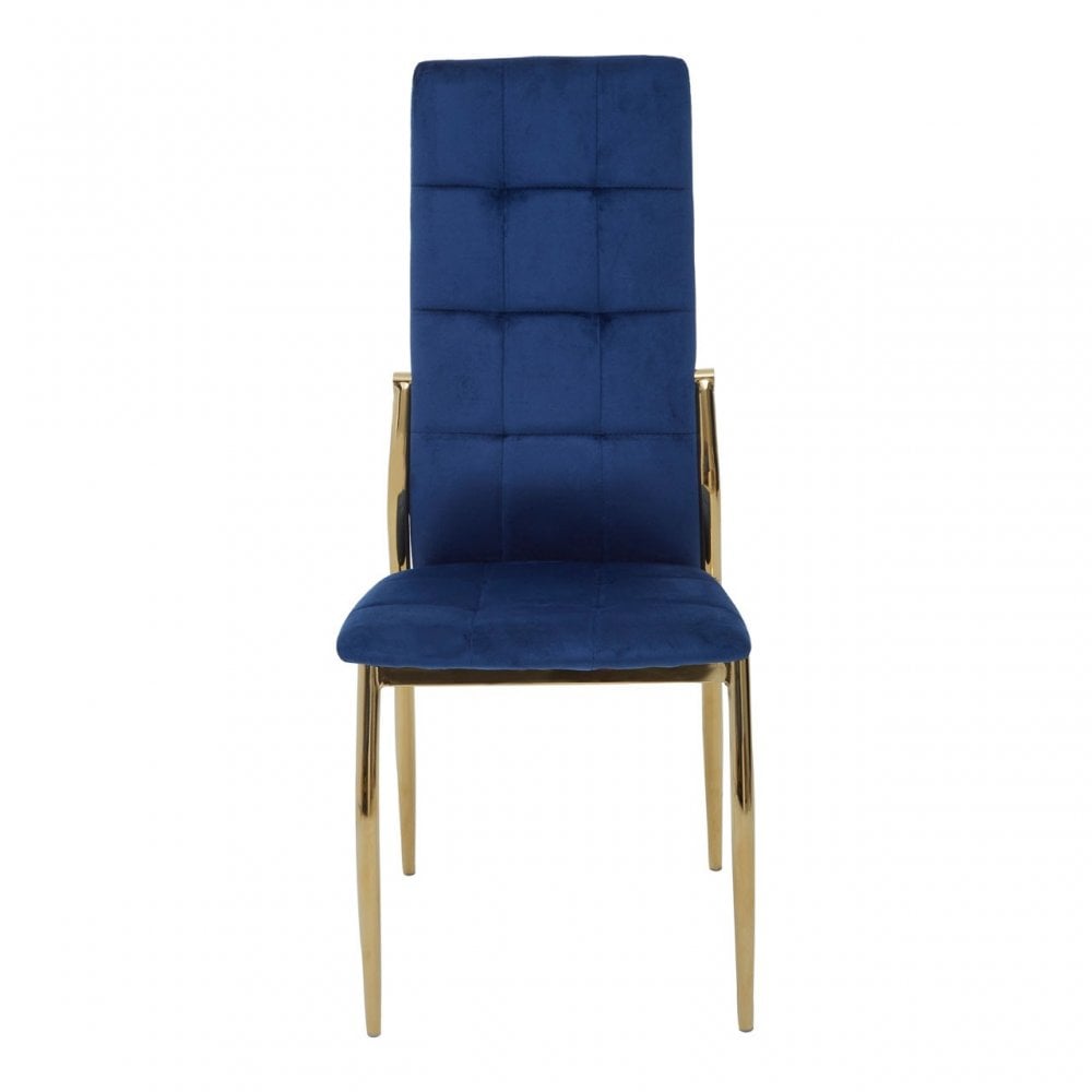 Tamzin Blue Velvet High Back Dining Chair, Blue