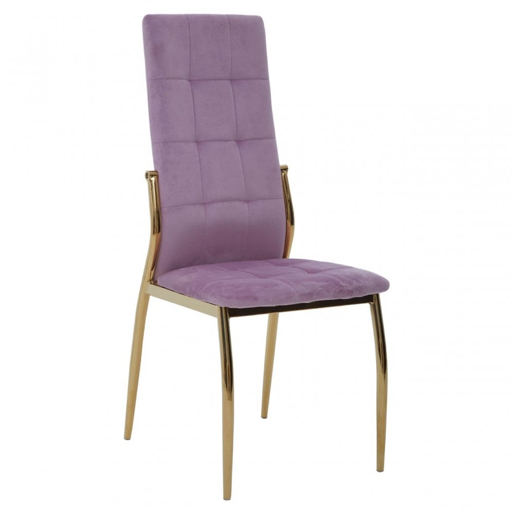 Tamzin Pink Velvet High Back Dining Chair, Pink