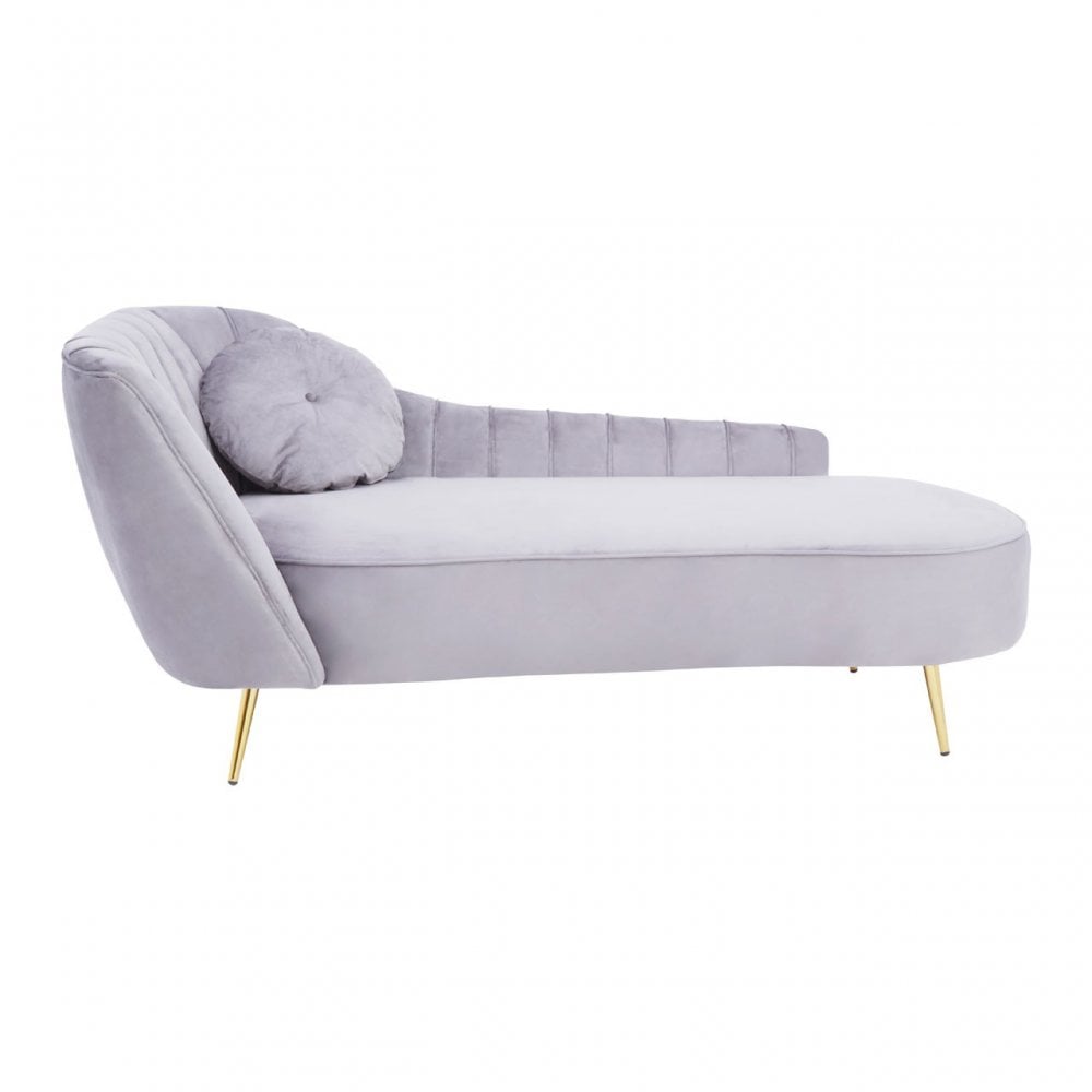 Felizia Grey Left Arm Velvet Chaise