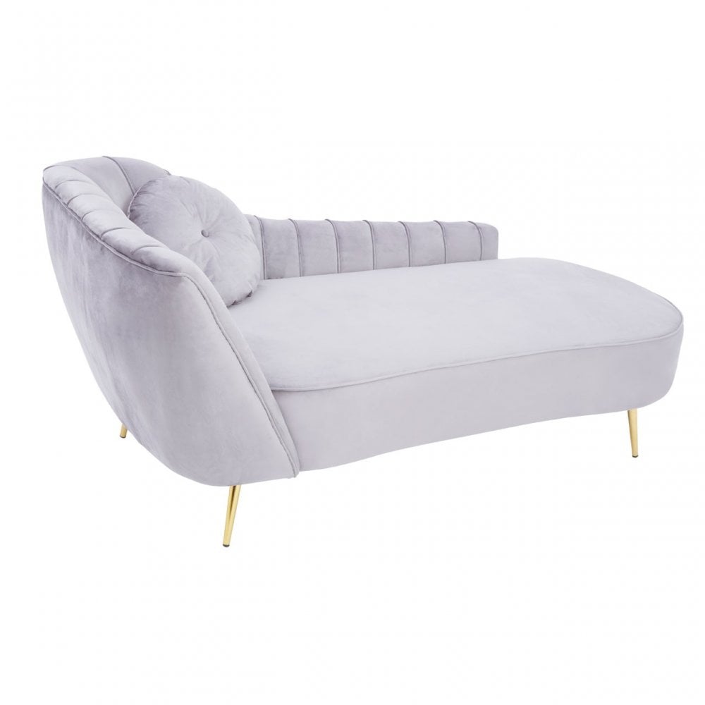 Felizia Grey Left Arm Velvet Chaise