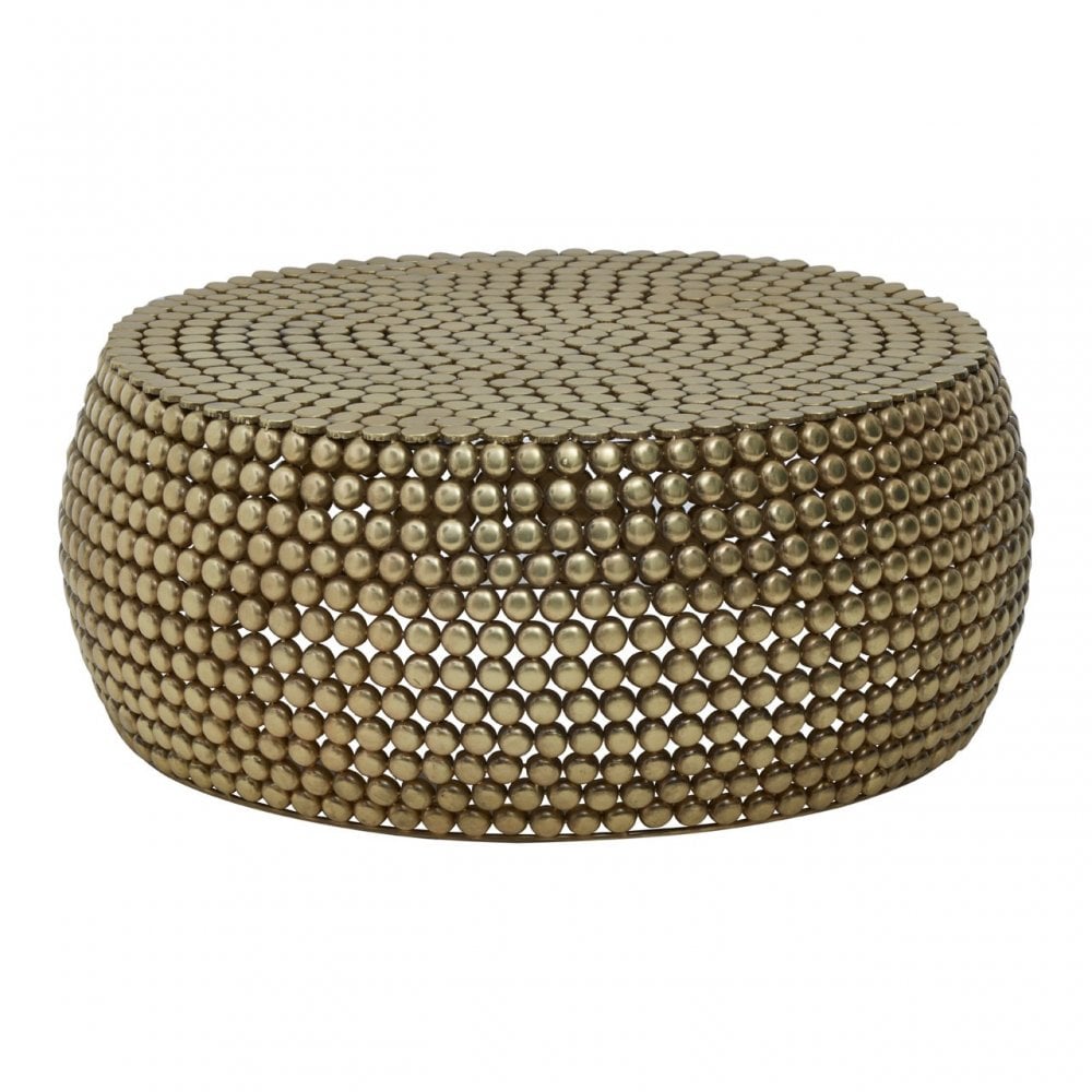 Templar Beaded Iron Coffee Table, Gold