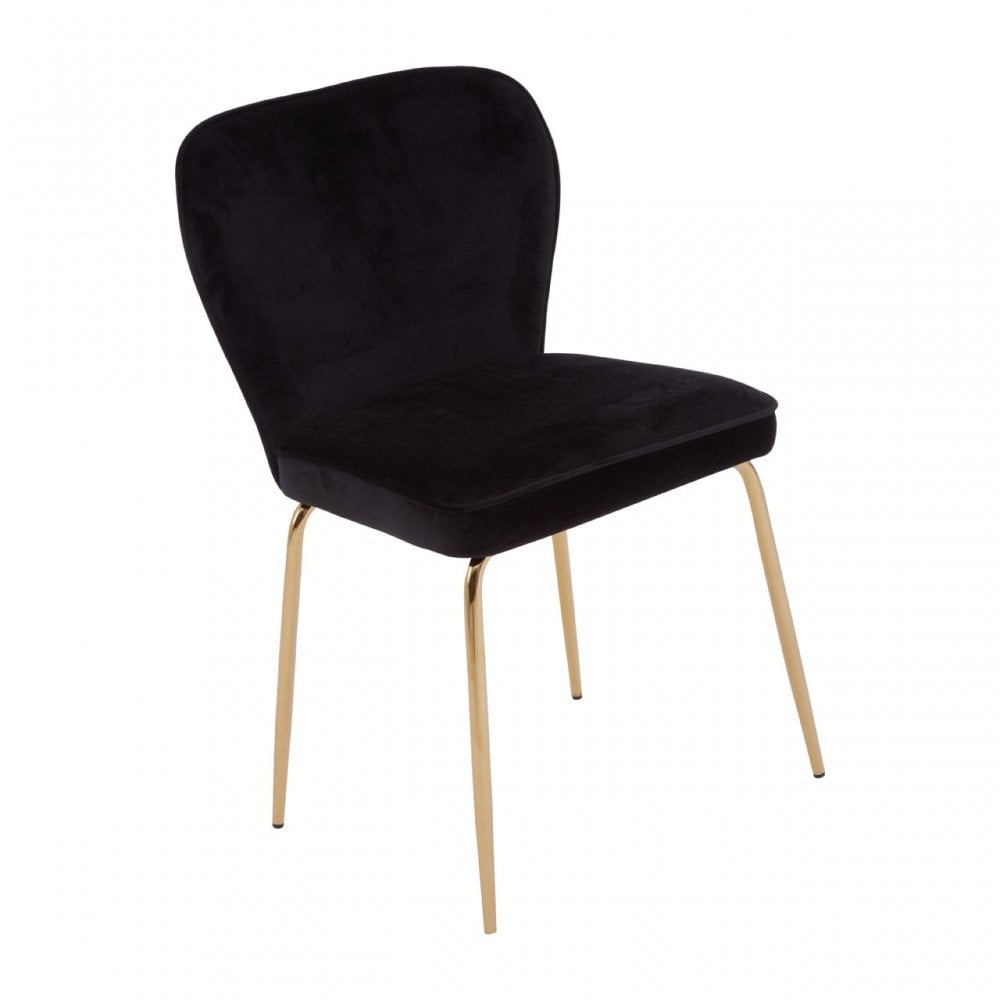 Tamzin Curved Black Gold Finish Dining Chair, Black