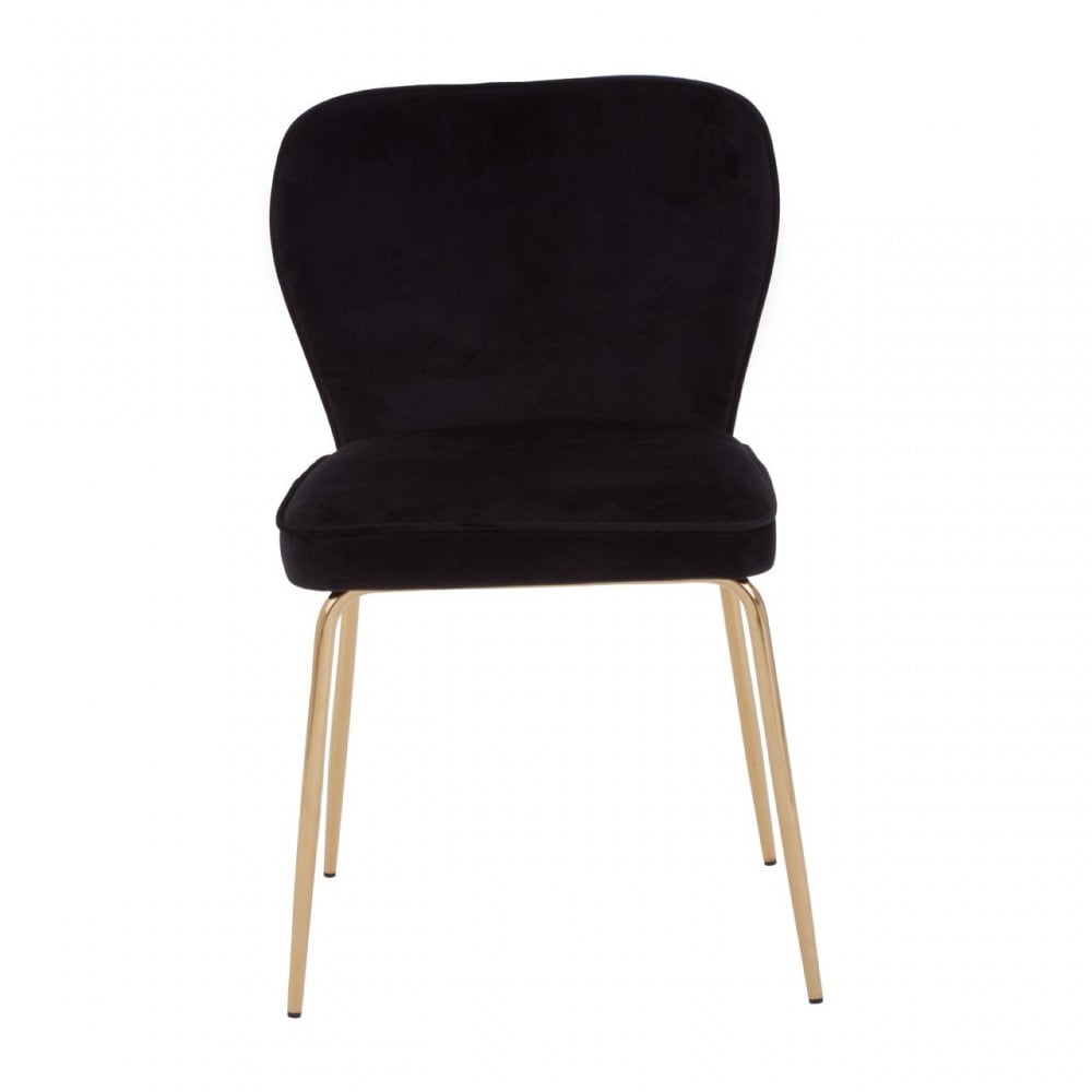 Tamzin Curved Black Gold Finish Dining Chair, Black