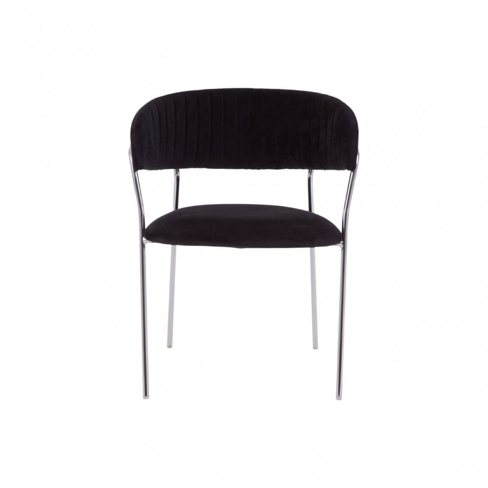 Tamzin Black Channel Chrome Finish Dining Chair, Black