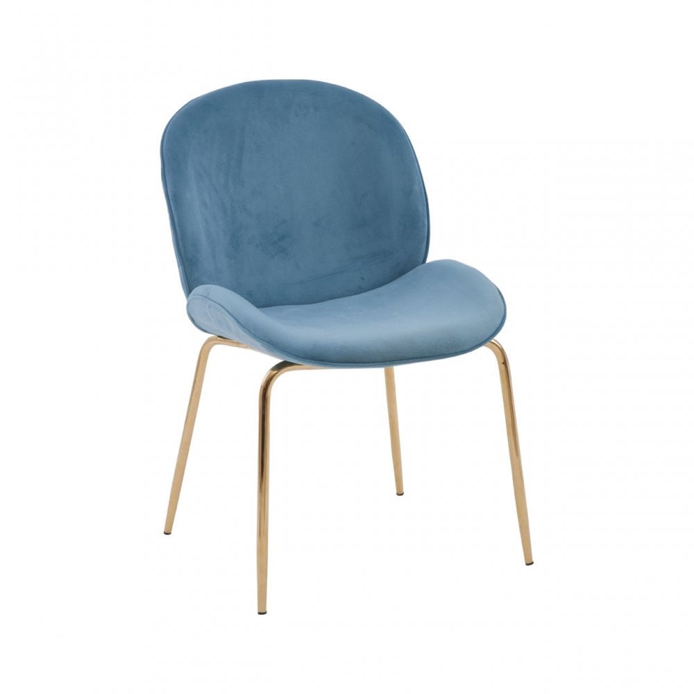 Tamzin Blue Winged Gold Finish Dining Chair, Blue