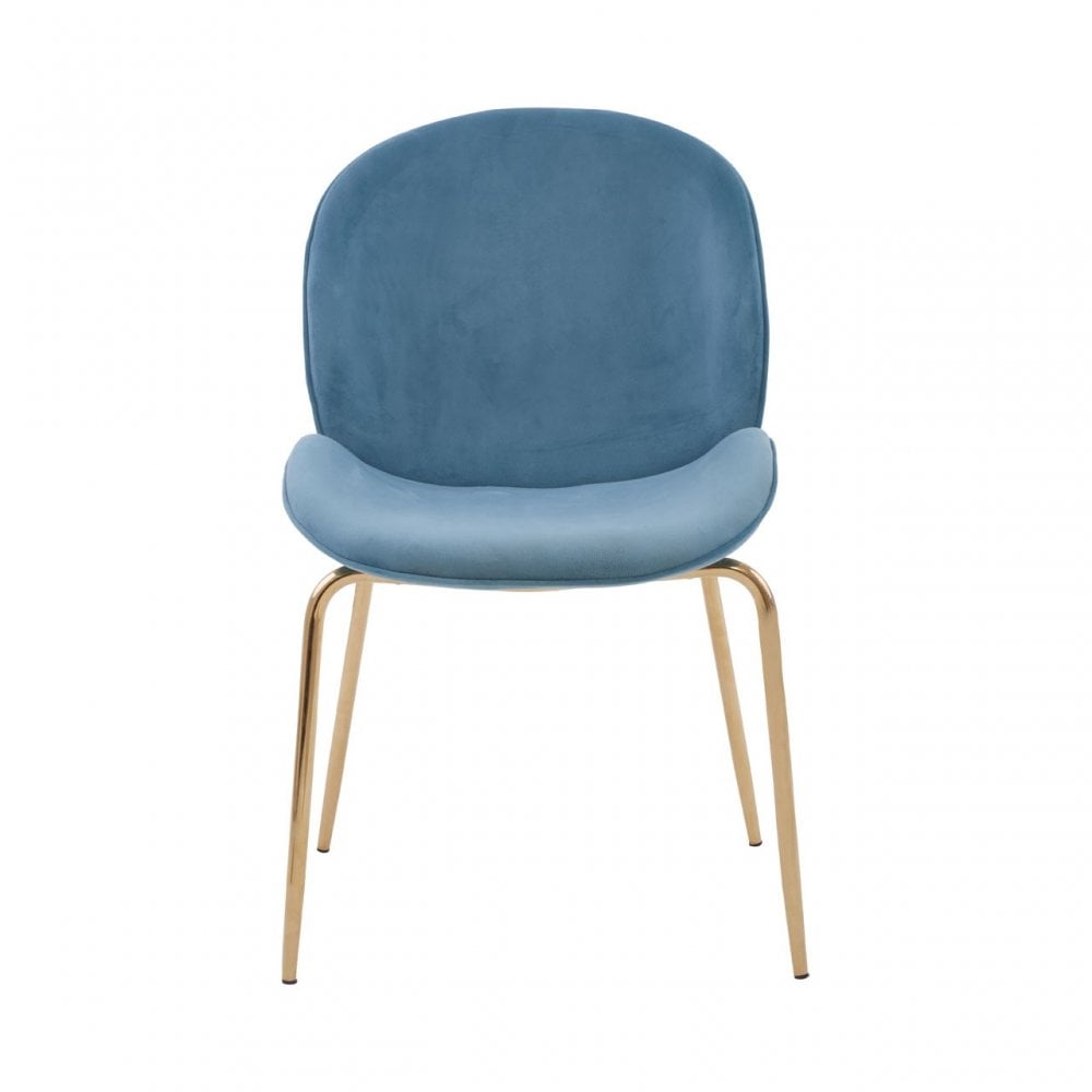 Tamzin Blue Winged Gold Finish Dining Chair, Blue