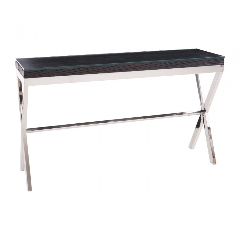 Kerala Black Console Table With Cross Base