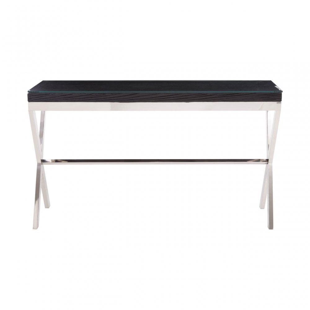 Kerala Black Console Table With Cross Base