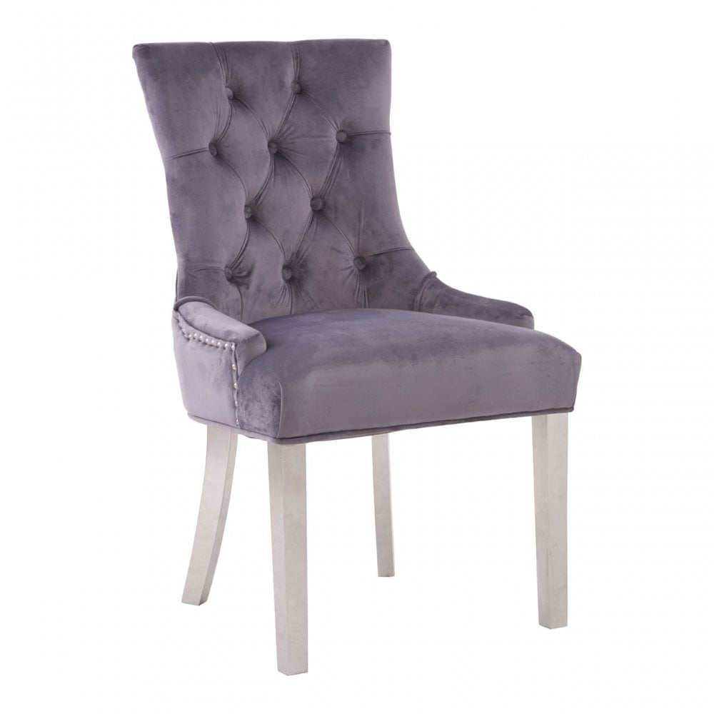 Richmond Grey Velvet Dining Chair, Grey