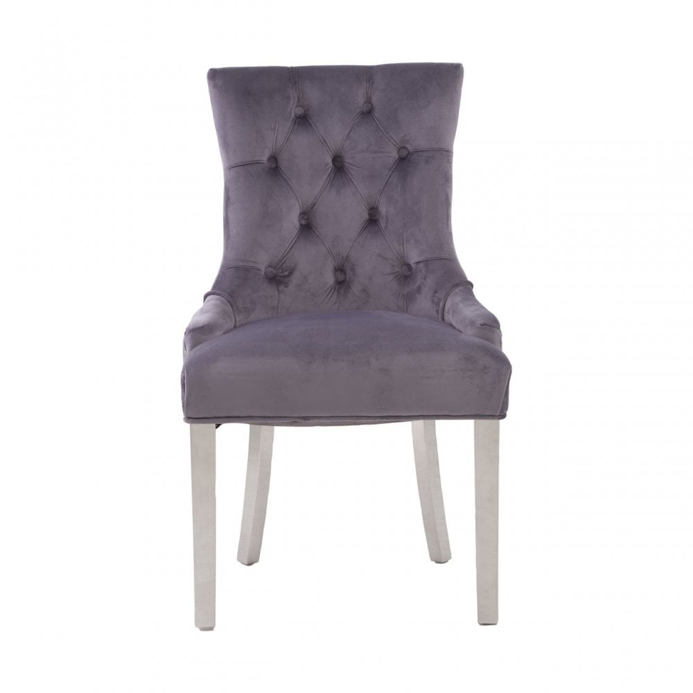 Richmond Grey Velvet Dining Chair, Grey