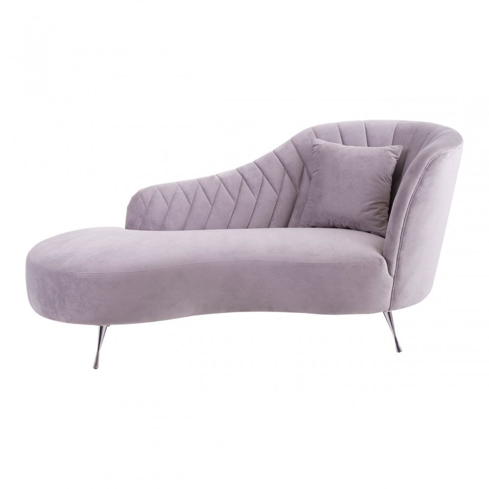 Rene Grey Velvet Chaise Longue, Grey