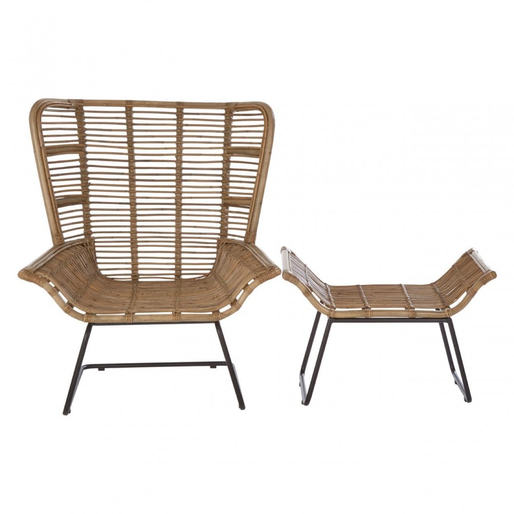 Manado Lounge Chair And Footstool, Natural