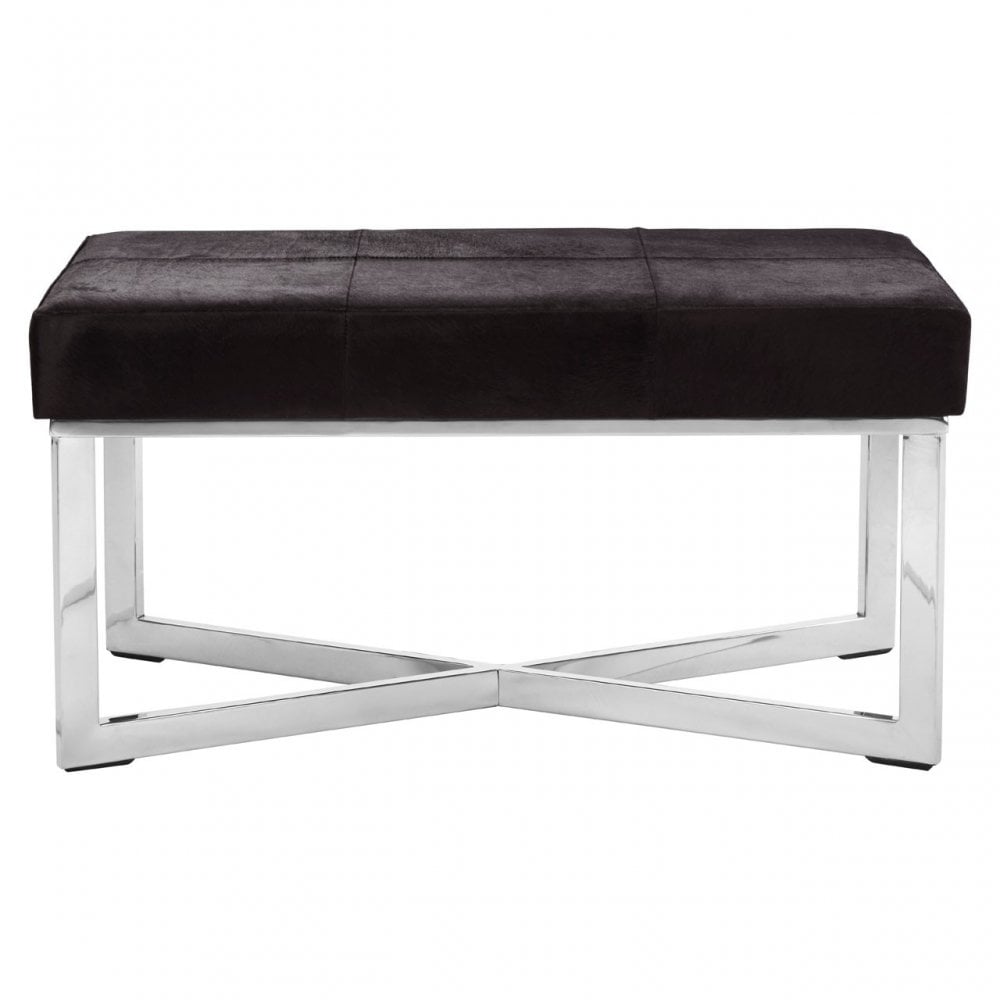 Kensington Townhouse Black Leather Bench, Black