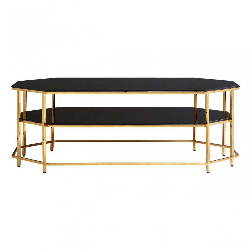 Arezzo Black Tempered Glass Coffee Table, Black