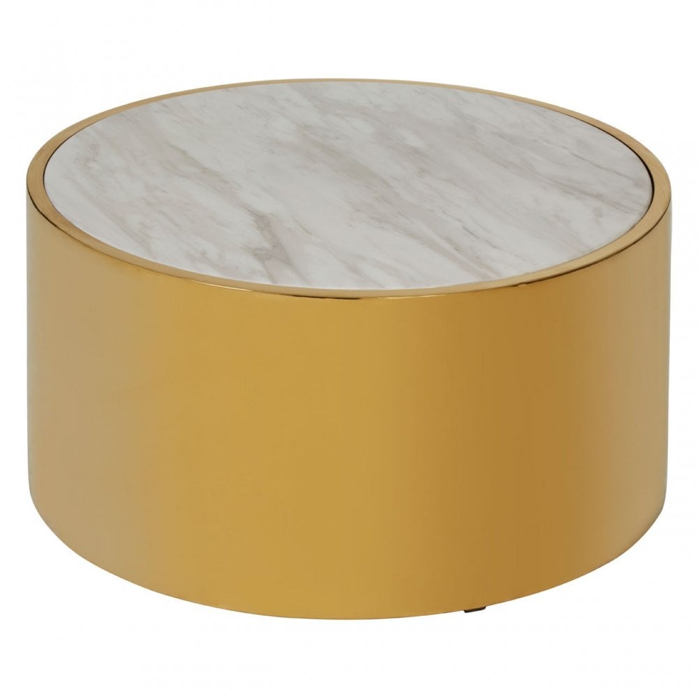 Carlox Round Coffee Table, Gold