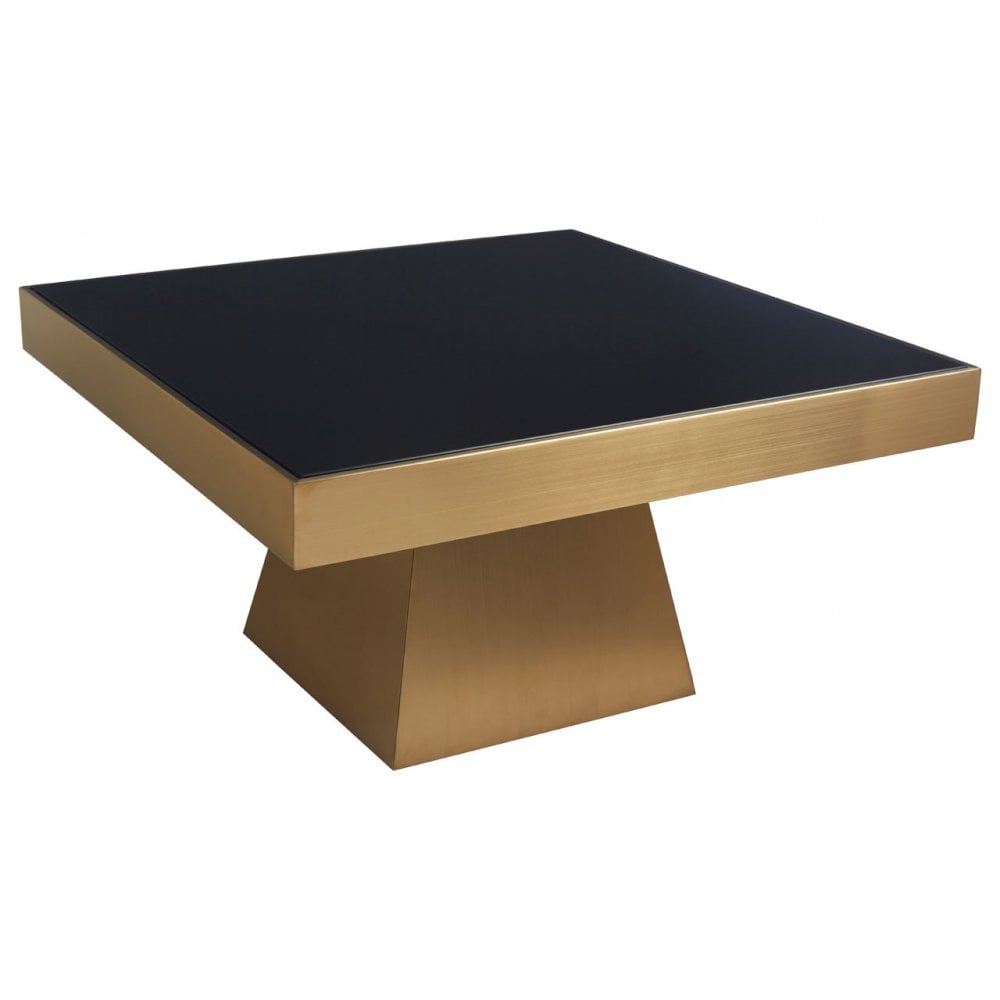 Carlox Square Gold Finish Coffee Table, Gold