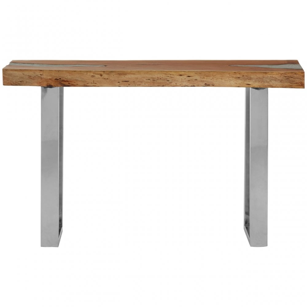 Almora Console Table with Acacia Top, Brown