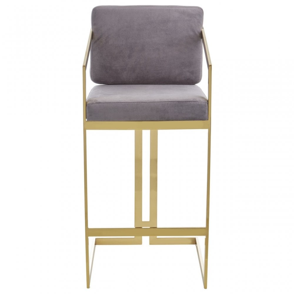 Azalea Grey Velvet Bar Stool, Grey