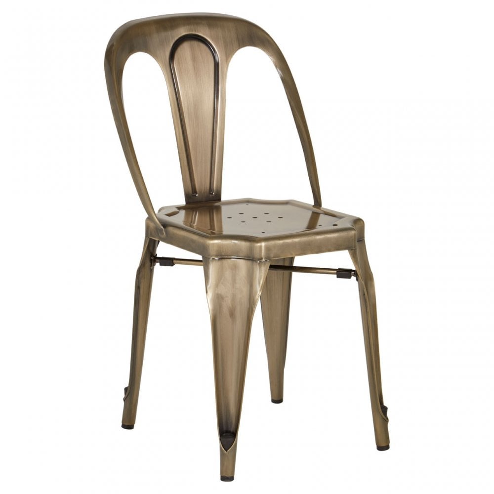 Grange Brass Finish Metal Chair, Brass